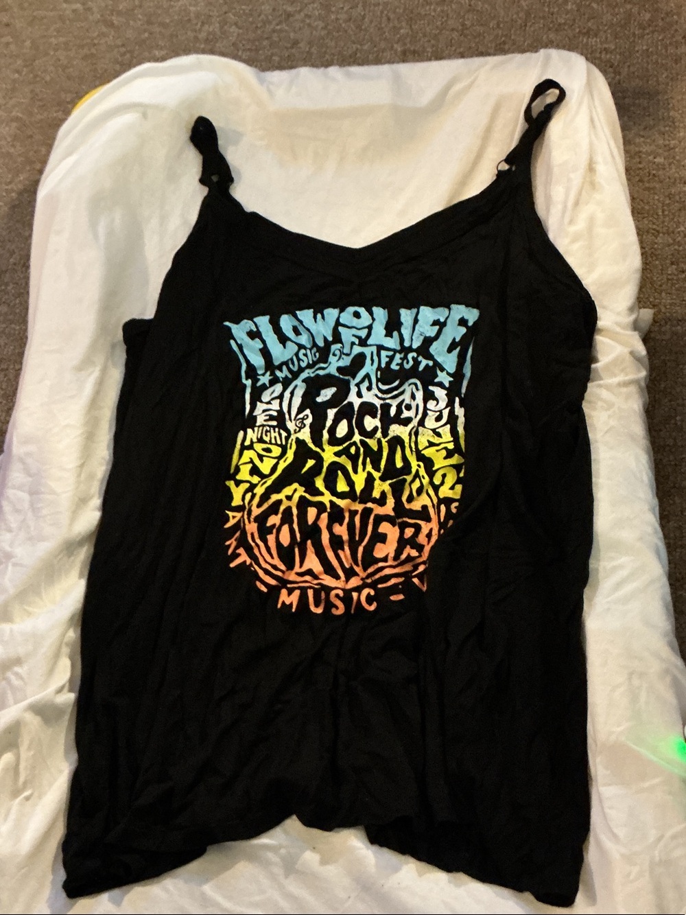 torrid Black Tank Top with Blue-Yellow-Orange Gradient Graphic